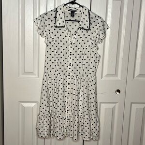 Hot Topic Retro Black and White Heart Button Down Dress